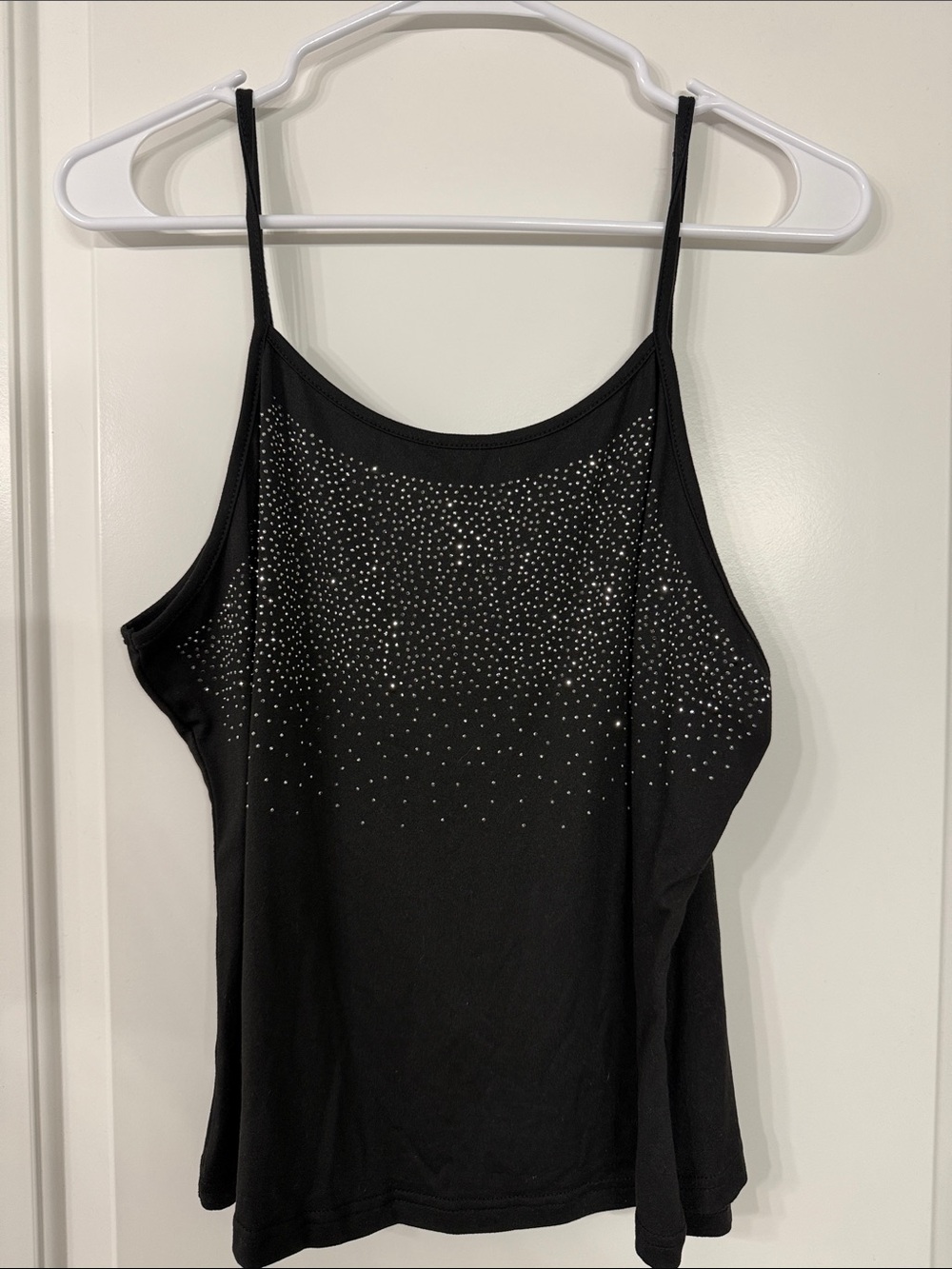 SHEIN Black Rhinestone-Studded Spaghetti Strap Camisole